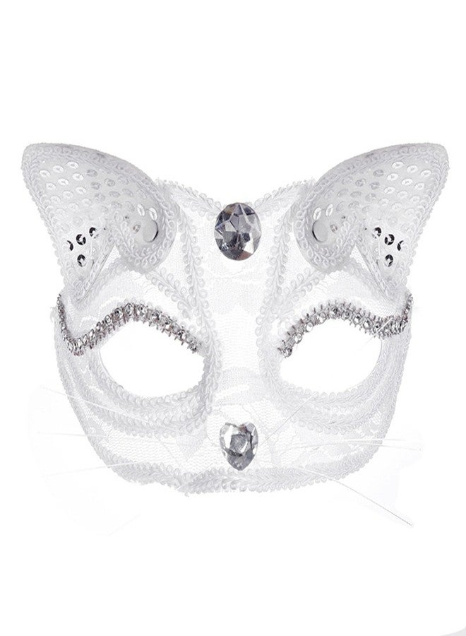 Soochat Lace Cat Masks Half Face Cat Mask Lace Masquerade Mask for Carnival Ball Party Cosplay Halloween Costume Accessories - Image 1